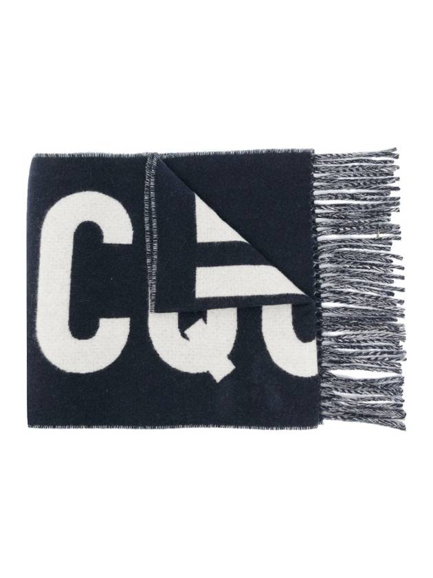 Lecharpe Fringe Logo Virgin Wool Muffler Navy - JACQUEMUS - BALAAN 1