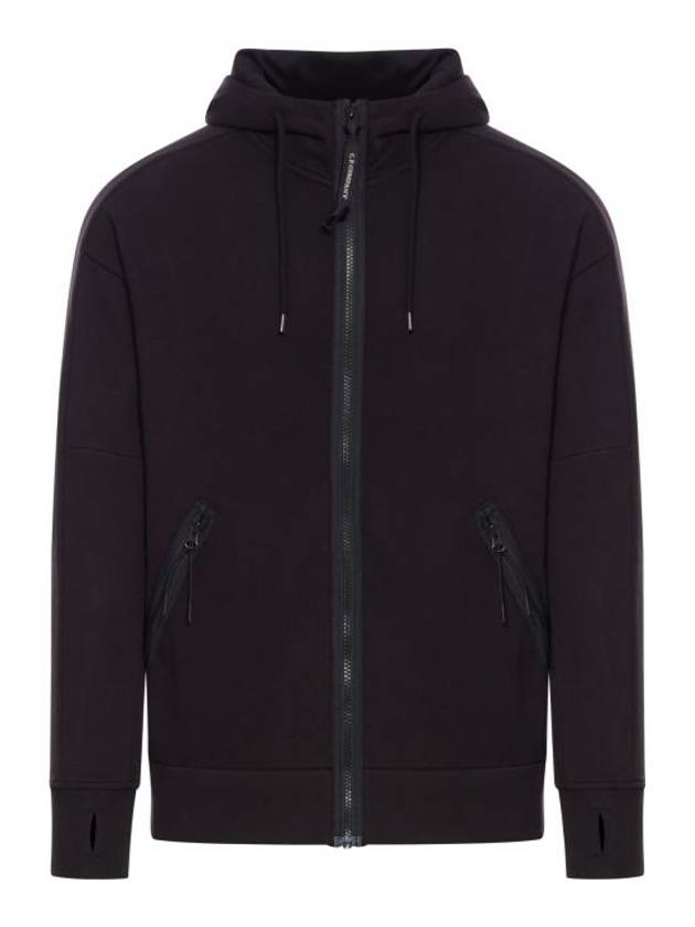 Diagonal Raised Fleece Zip-Up Hoodie Black - CP COMPANY - BALAAN 1