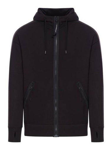 Diagonal Raised Fleece Zip-Up Hoodie Black - CP COMPANY - BALAAN 1