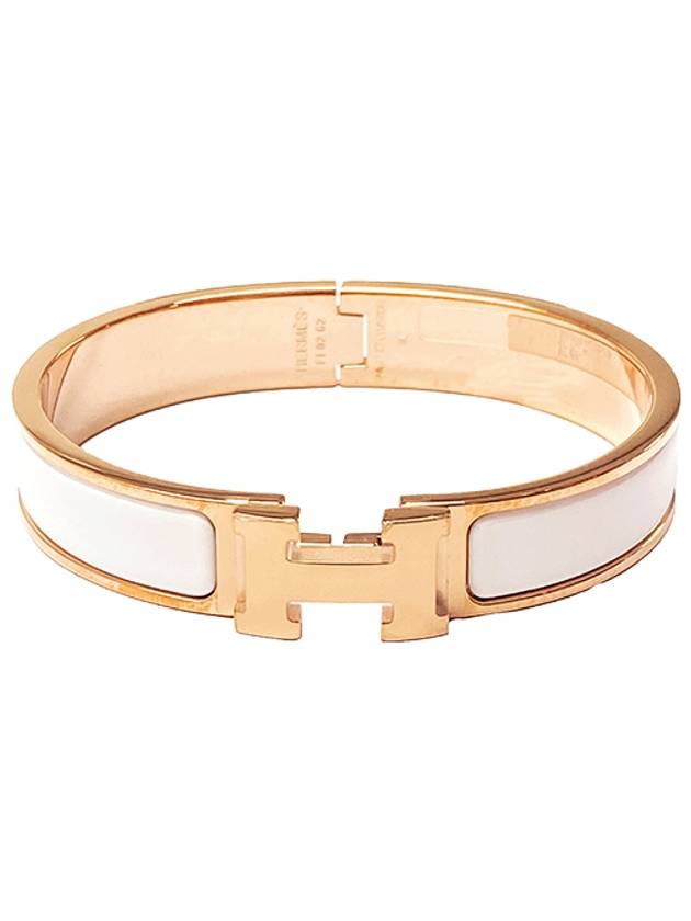 Clic H Bracelet Rose Gold Blanc - HERMES - BALAAN 2