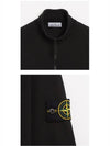 Logo Badge Half Zipper Cotton Fleece Knit Top Black - STONE ISLAND - BALAAN 6