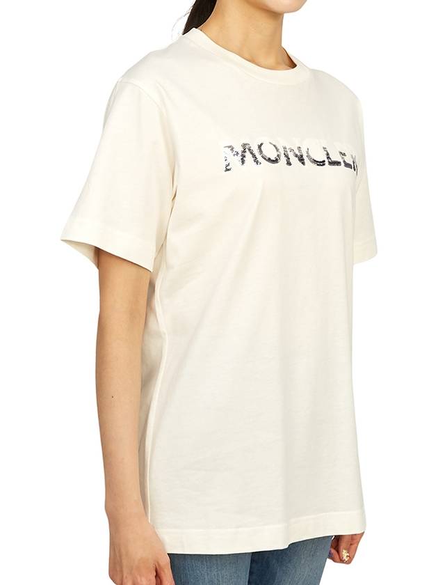 Logo Sequin Cotton Short Sleeve T-Shirt White - MONCLER - BALAAN 4