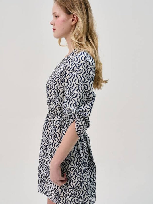 Wave Neck Cotton Dress_Navy - SORRY TOO MUCH LOVE - BALAAN 2