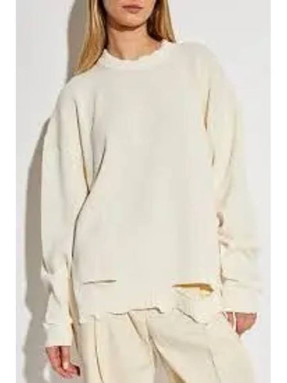 Distressed Crewneck Jumper Knit Top White - HELMUT LANG - BALAAN 2