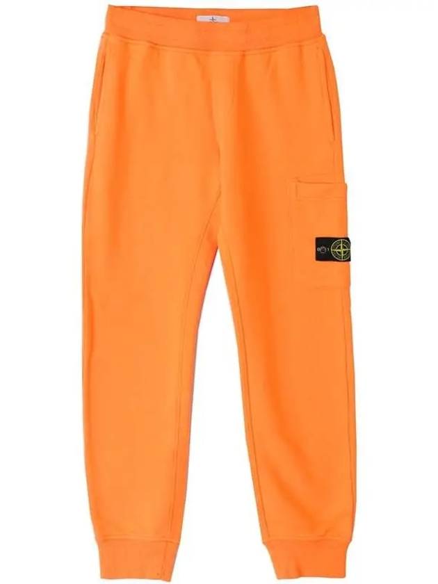 Kids Cotton Fleece Cargo Track Pants Orange - STONE ISLAND - BALAAN 1