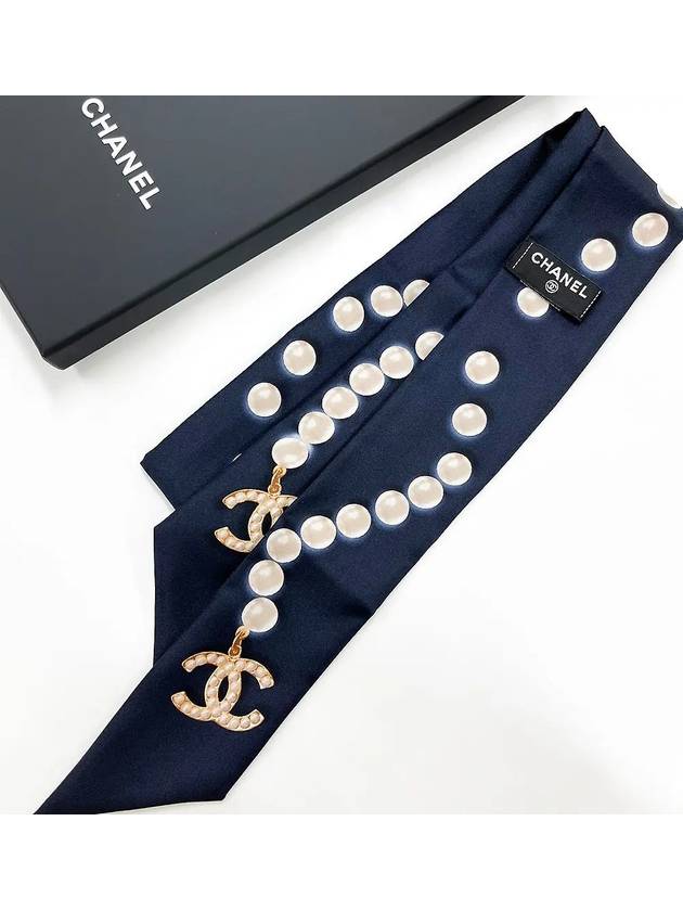 Slim Bandeau Silk Twill & Navy - CHANEL - BALAAN 4