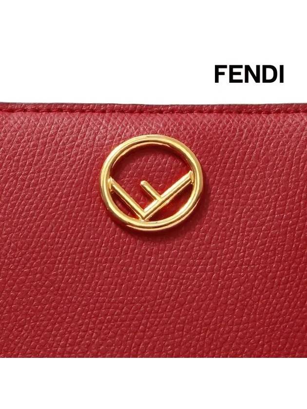 F Logo Zipper Leather Half Wallet Red - FENDI - BALAAN 10