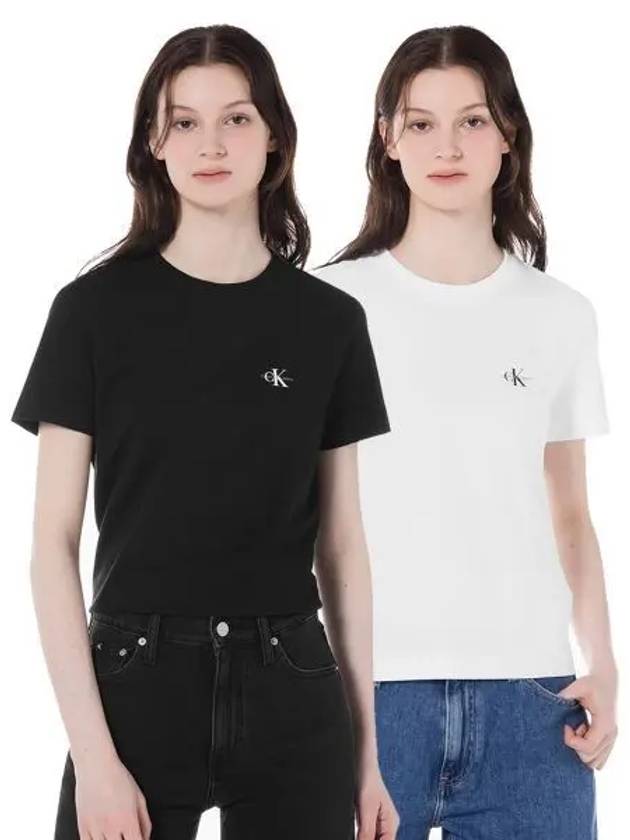 JEANS Women s Black White Regular Fit Modern Logo 2 Pack Short Sleeve T Shirt J224289 BEH - CALVIN KLEIN - BALAAN 1