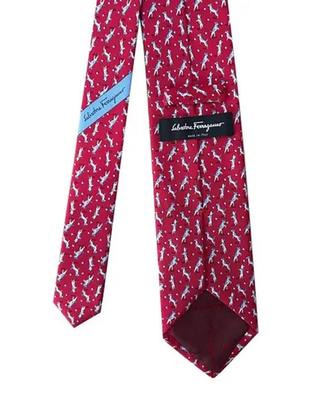 Cat Print Silk Neck Tie Rose - SALVATORE FERRAGAMO - BALAAN 4