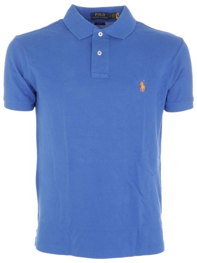 Men's Pony Slim Fit Short Sleeve Polo Shirt Blue - POLO RALPH LAUREN - BALAAN 1