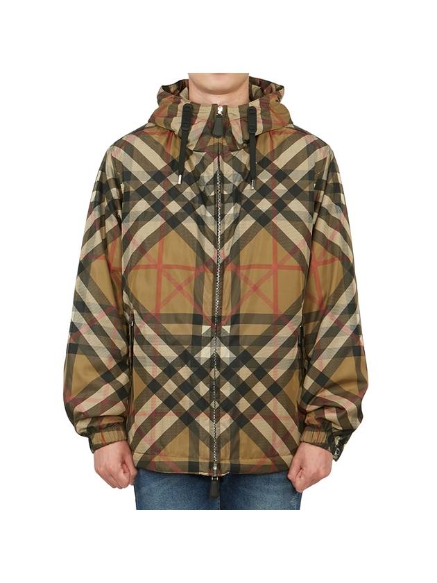 Layered Check Nylon Hooded Jacket Archive Beige - BURBERRY - BALAAN 1