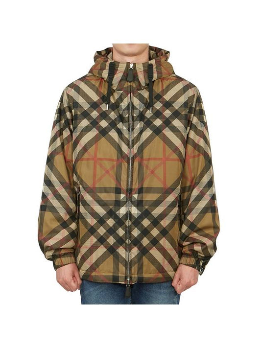 Layered Check Nylon Hooded Jacket Archive Beige - BURBERRY - BALAAN 1