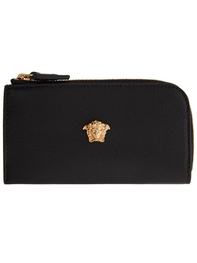 Medusa Plaque Zipper Card Wallet Black - VERSACE - BALAAN.