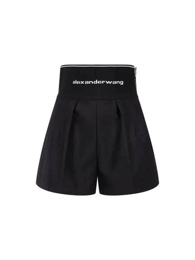 Logo Elastic Safari Shorts Black 270461 - ALEXANDER WANG - BALAAN 1