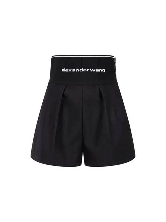 Logo Elastic Safari Shorts Black 271038 - ALEXANDER WANG - BALAAN 1