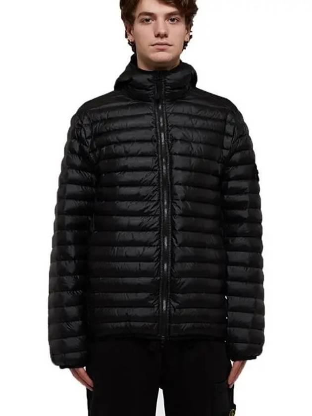 Room Woven Chamber Recycled Nylon Down Padding Hooded Jacket Black - STONE ISLAND - BALAAN 6