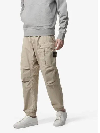 Logo Twill Cotton Cargo Track Pants Sand - STONE ISLAND - BALAAN 2