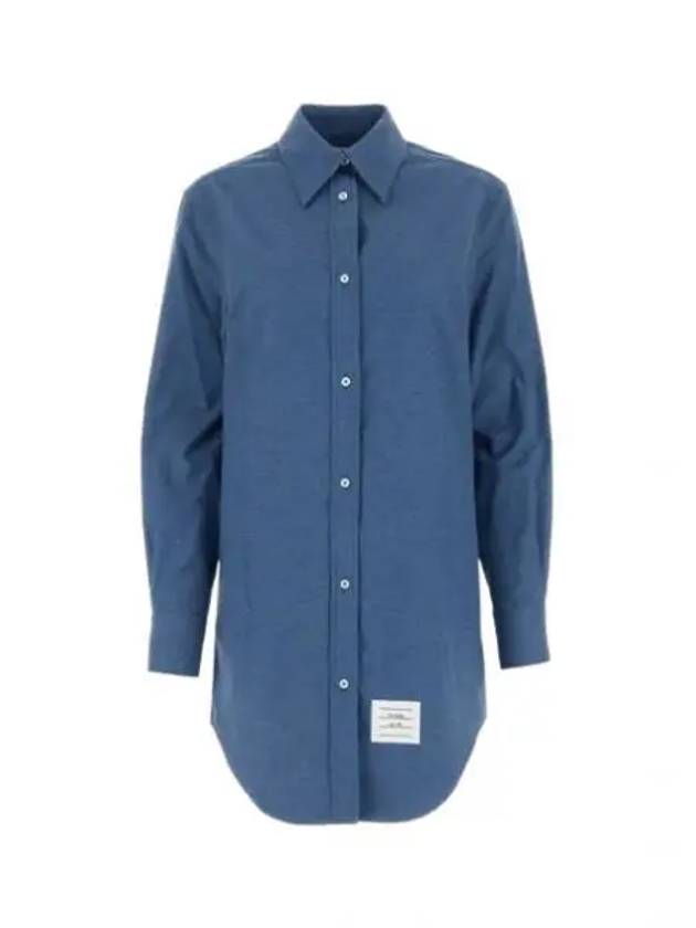 Women's Button Down Shirt Short Dress Blue - THOM BROWNE - BALAAN 2