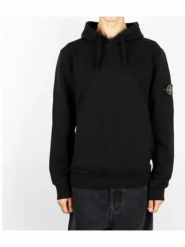 Cotton Fleece Garment Dyed Hoodie Black - STONE ISLAND - BALAAN 3