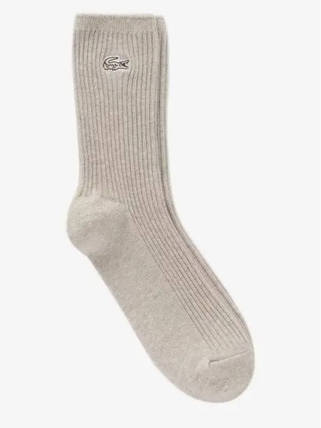 Logo Ribbed Medium Neck Socks Grey - LACOSTE - BALAAN 1