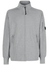 Lens Wappen Diagonal Fleece Zip-Up Jacket Grey Melange - CP COMPANY - BALAAN 1