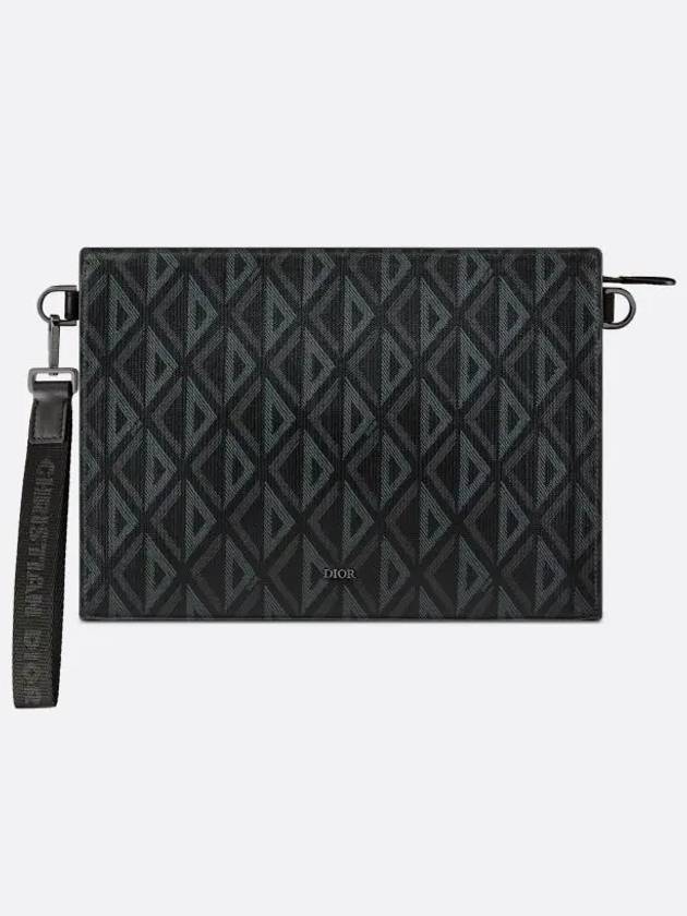 A5 Triangle CD Diamond Canvas Clutch Bag Black - DIOR - BALAAN 2