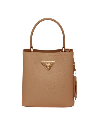 Panier Saffiano Leather Small Tote Bag Caramel - PRADA - BALAAN 1