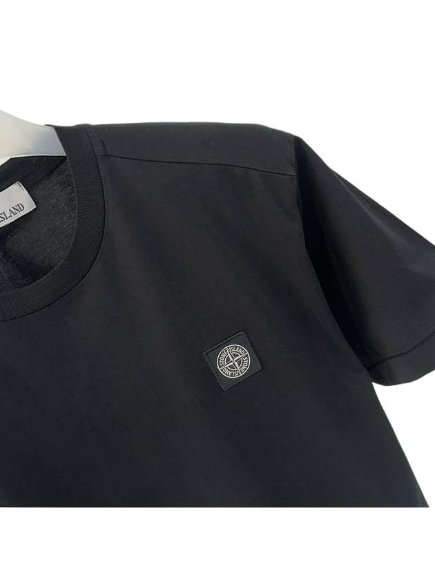 Slimfit Cotton Jersey Short Sleeve T-shirt Black - STONE ISLAND - BALAAN 4