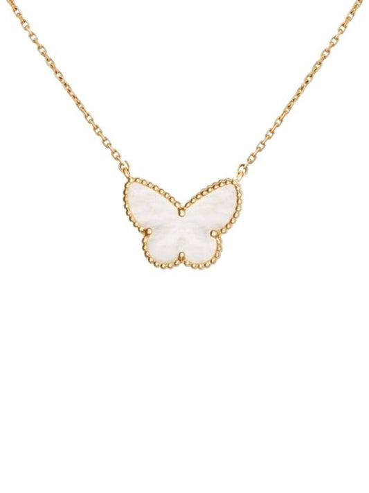 Lucky Alhambra Butterfly Pendant Necklace Gold White - VANCLEEFARPELS - BALAAN 1