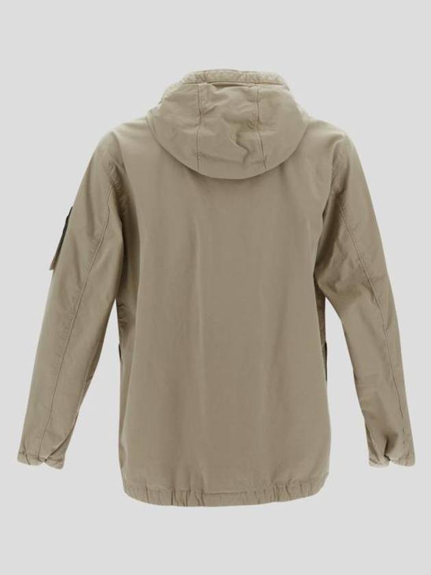 Cotton Twill Stretch Hooded Jacket Beige - STONE ISLAND - BALAAN 3