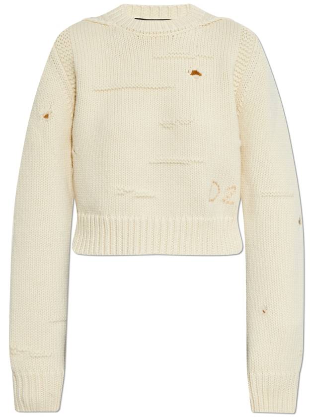 Dsquared2 Short Wool Sweater, Women's, Cream - DSQUARED2 - BALAAN 1