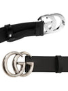 GG Marmont Wide Leather Belt Black - GUCCI - BALAAN 3