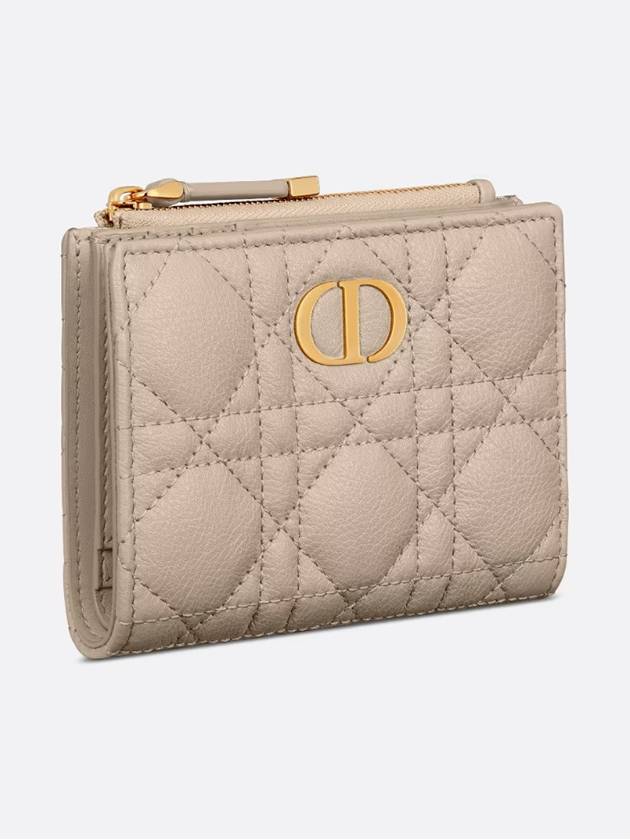 Caro Dahlia Supple Cannage Calfskin Half Wallet Sand - DIOR - BALAAN 3