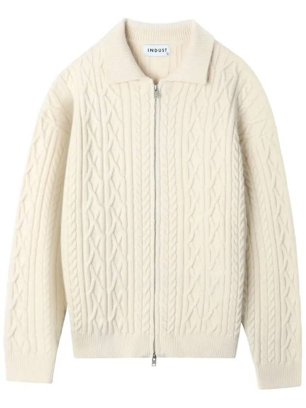 Fisherman Collar Zip-up Knit Cream - INDUST - BALAAN 3