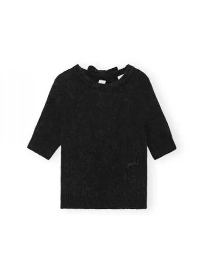 Brushed Alpaca Open Back Knit Top Black - GANNI - BALAAN 2