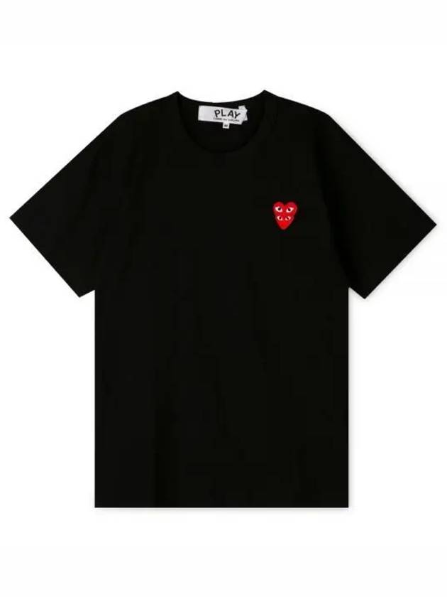 Play Men's Small Double Red Heart Wappen Short Sleeve T-Shirt P1 T288 1 Black - COMME DES GARCONS - BALAAN 2