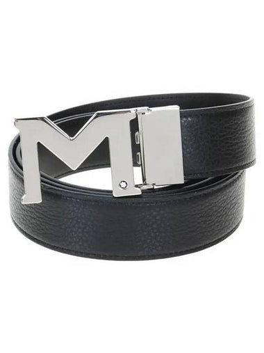 M Buckle Reversible Leather Belt Black - MONTBLANC - BALAAN 1