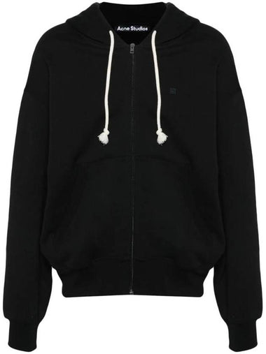 Small Face Logo Patch Zip-Up Hoodie Black - ACNE STUDIOS - BALAAN 1