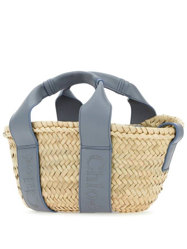 Sense Small Raffia Tote Bag Beige Blue - CHLOE - BALAAN 3