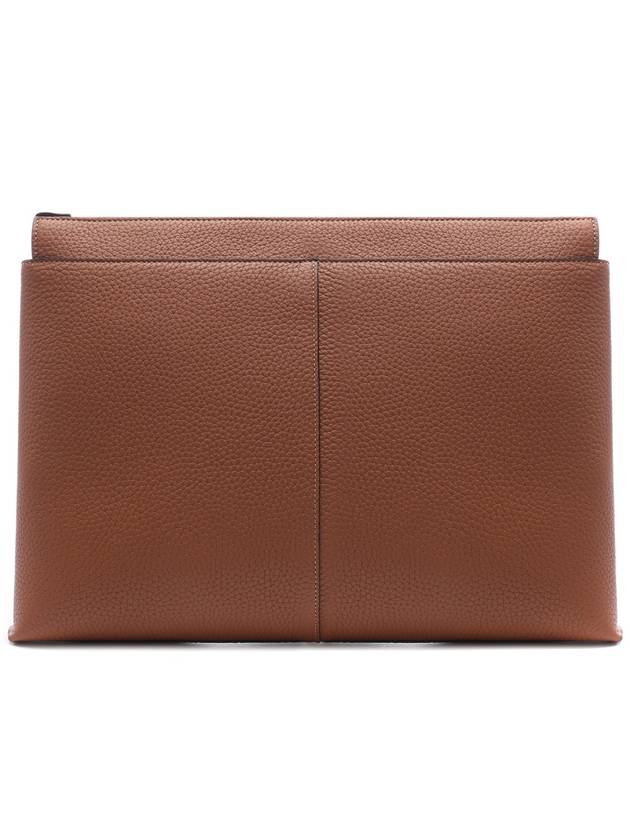 Logo Patch Document Leather Clutch Bag Brown - TOD'S - BALAAN 5