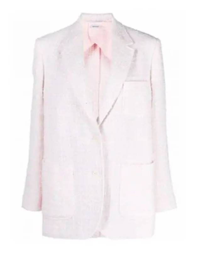 Hop Sack Check Tweed Crop Jacket Pink - THOM BROWNE - BALAAN 2