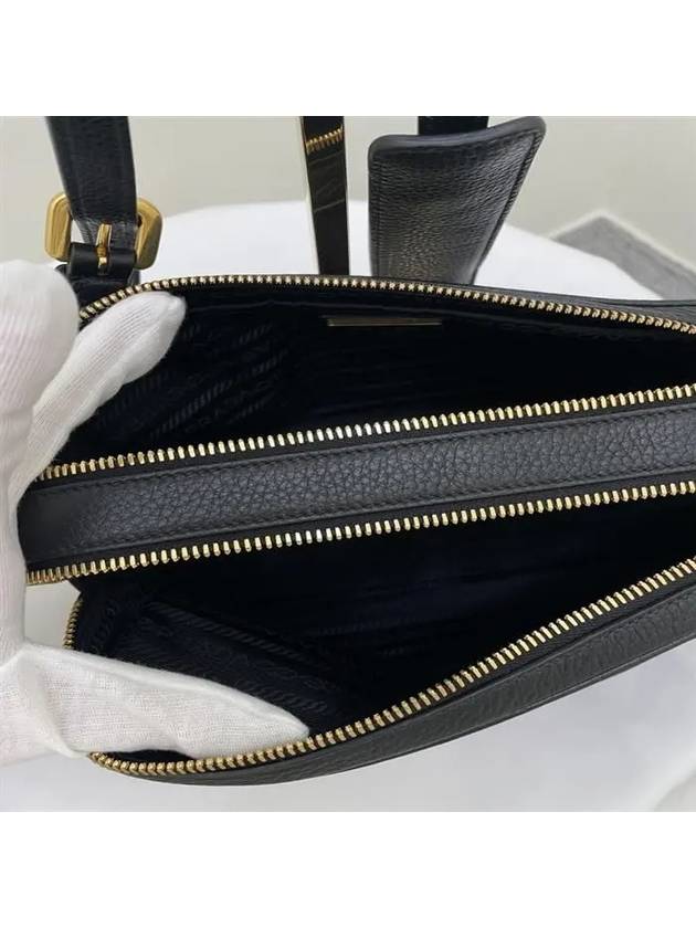 Gold Logo Vitello Dino Leather Cross Bag Black - PRADA - BALAAN.