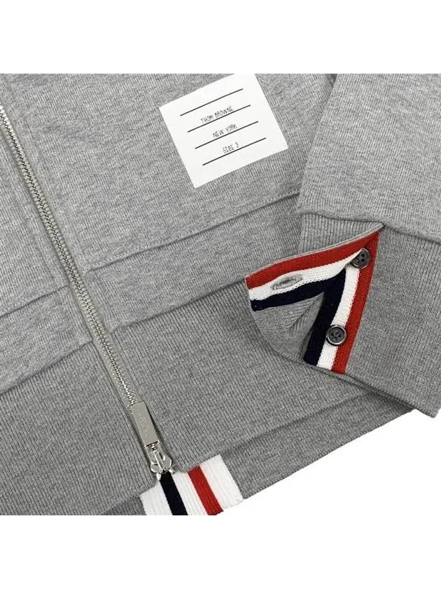 Center Back Stripe Cotton Zip Up Hoodie Light Grey - THOM BROWNE - BALAAN 4