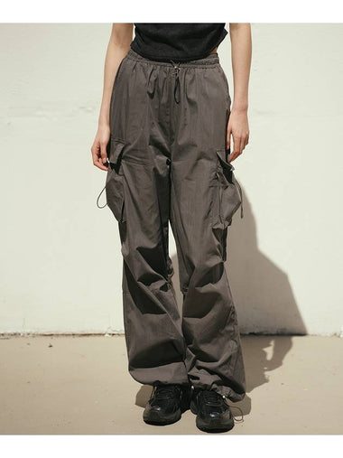 Cargo pocket string nylon banding wide pants charcoal gray - THE GREEN LAB - BALAAN 1