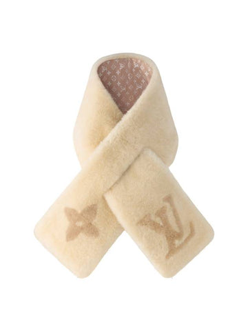 Monogram Shearling Scarf Beige - LOUIS VUITTON - BALAAN 1