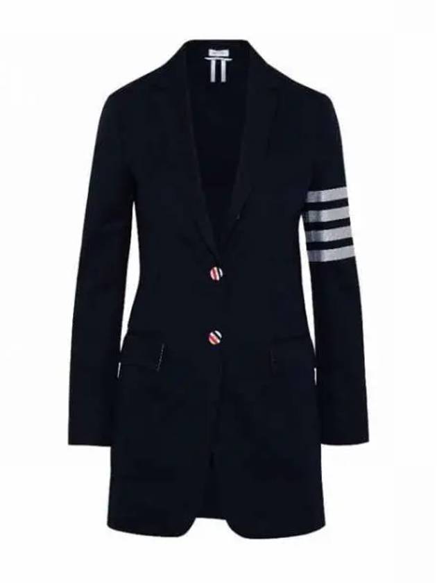 Women's RWB 4 Bar Cotton Button Jacket Navy - THOM BROWNE - BALAAN 2