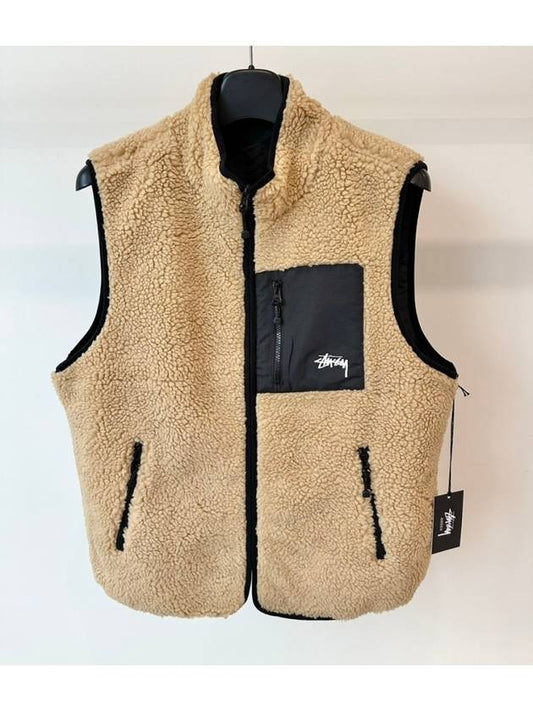 AU Australia 8BALL SHERPA Reversible Vest ST0M0475 TAN MENS M L XL - STUSSY - BALAAN 1