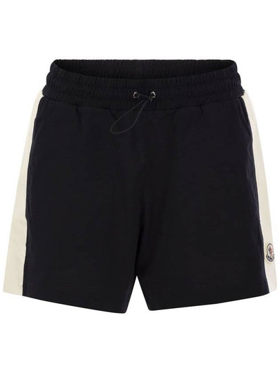 Logo Patch Cotton Jersey Shorts Navy - MONCLER - BALAAN 2