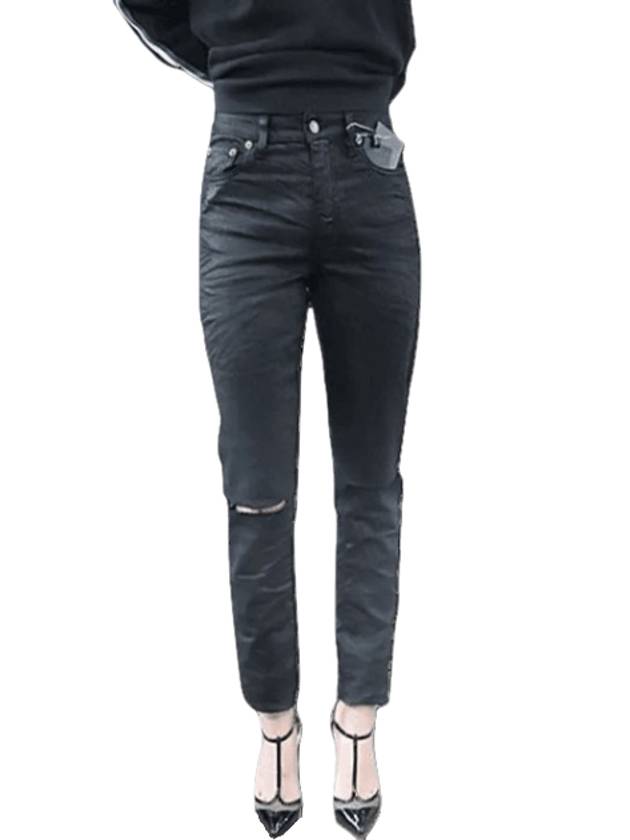 Women's Wax Coated Dis Jeans Black - SAINT LAURENT - BALAAN 1