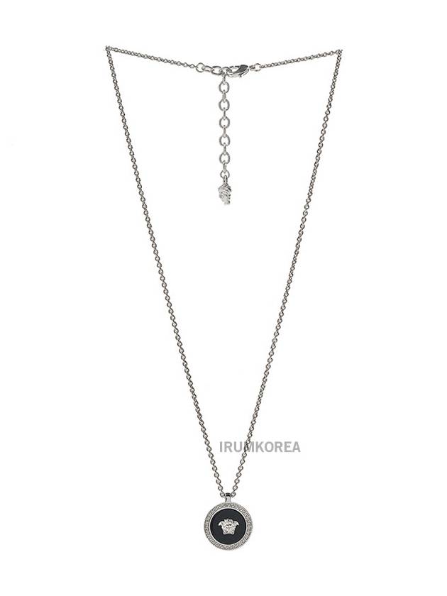 Enamel Medusa Pendant Necklace Black Silver - VERSACE - BALAAN 2